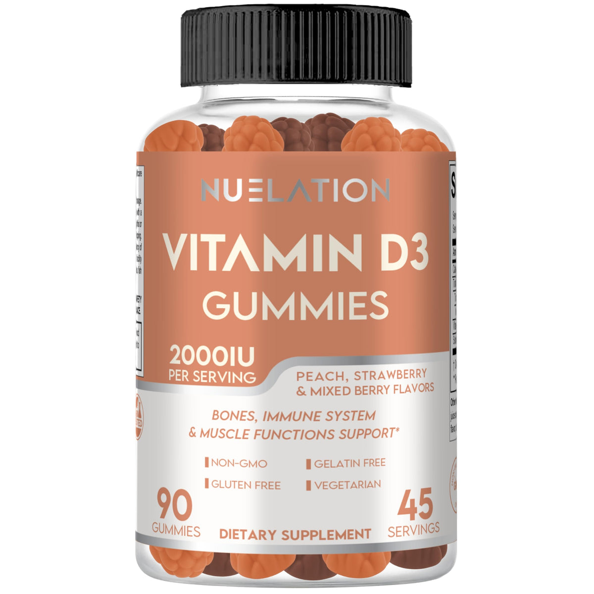 Gummies de vitamine D3 NUELATION 2000 IU vue de face