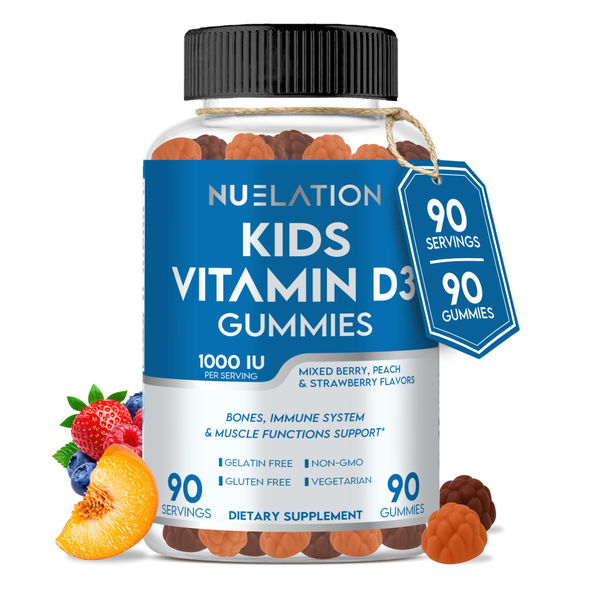 Gummies de vitamine D3 NUELATION pour enfants, emballage avant