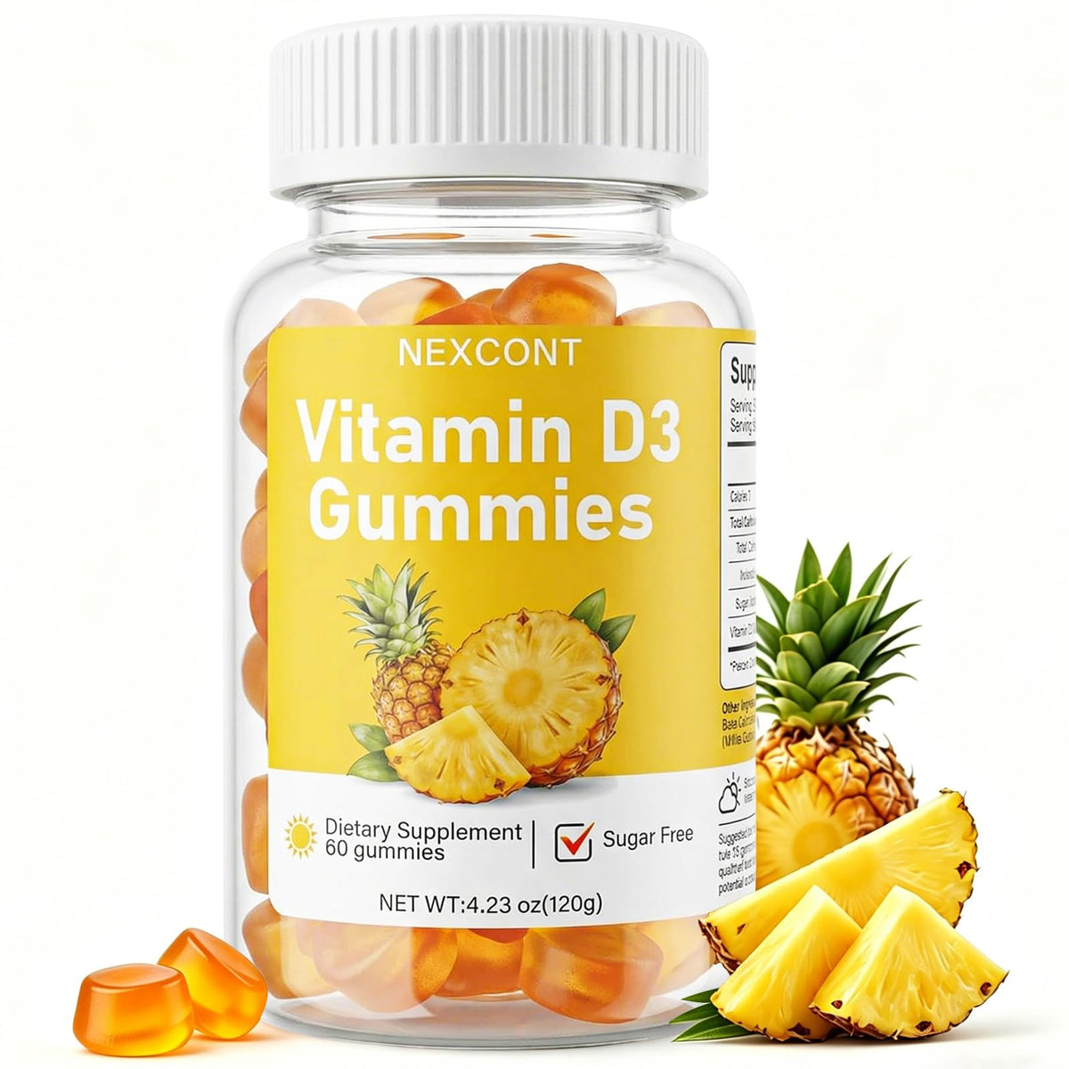 Gummies de Vitamine D3 Oopeatol saveur ananas, emballage avant