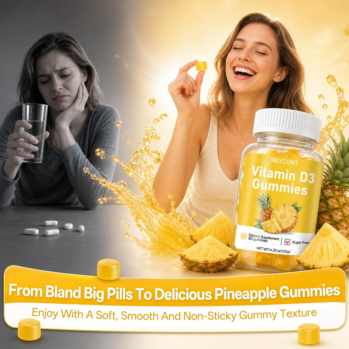 Gummies de Vitamine D3 Oopeatol, vue de la boîte