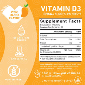 Gummies de Vitamine D3 PUREFINITY, goût mangue, vue de côté
