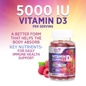Gummies de vitamine D3 sur un fond blanc