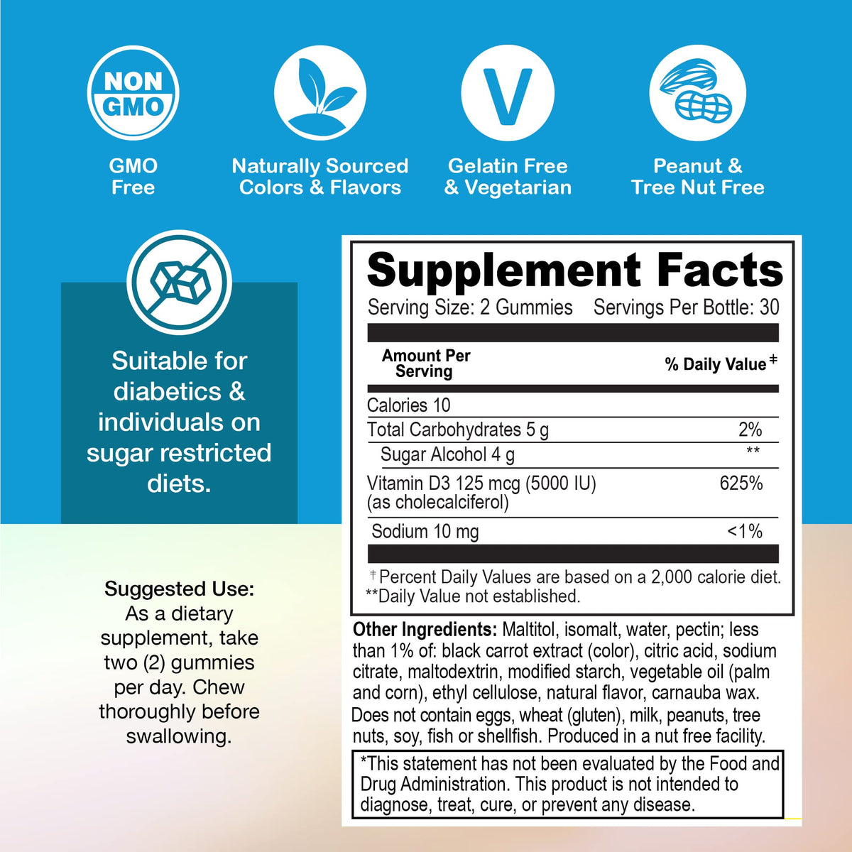Gummies de vitamine D3 YUM-V'S avec étiquette visible