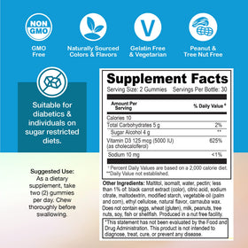 Gummies de vitamine D3 YUM-V'S avec étiquette visible