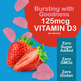 Gummies de vitamine D3 YUM-V'S, vue de haut montrant la quantité