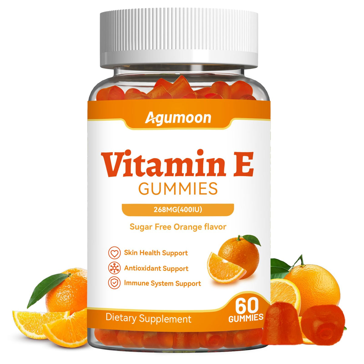 Gummies de vitamine E Agumoon en boîte, vue de face