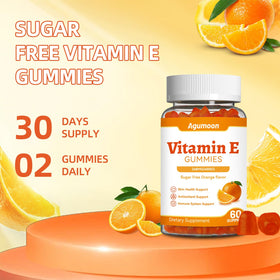Gummies de vitamine E Agumoon, ingrédients naturels en arrière-plan