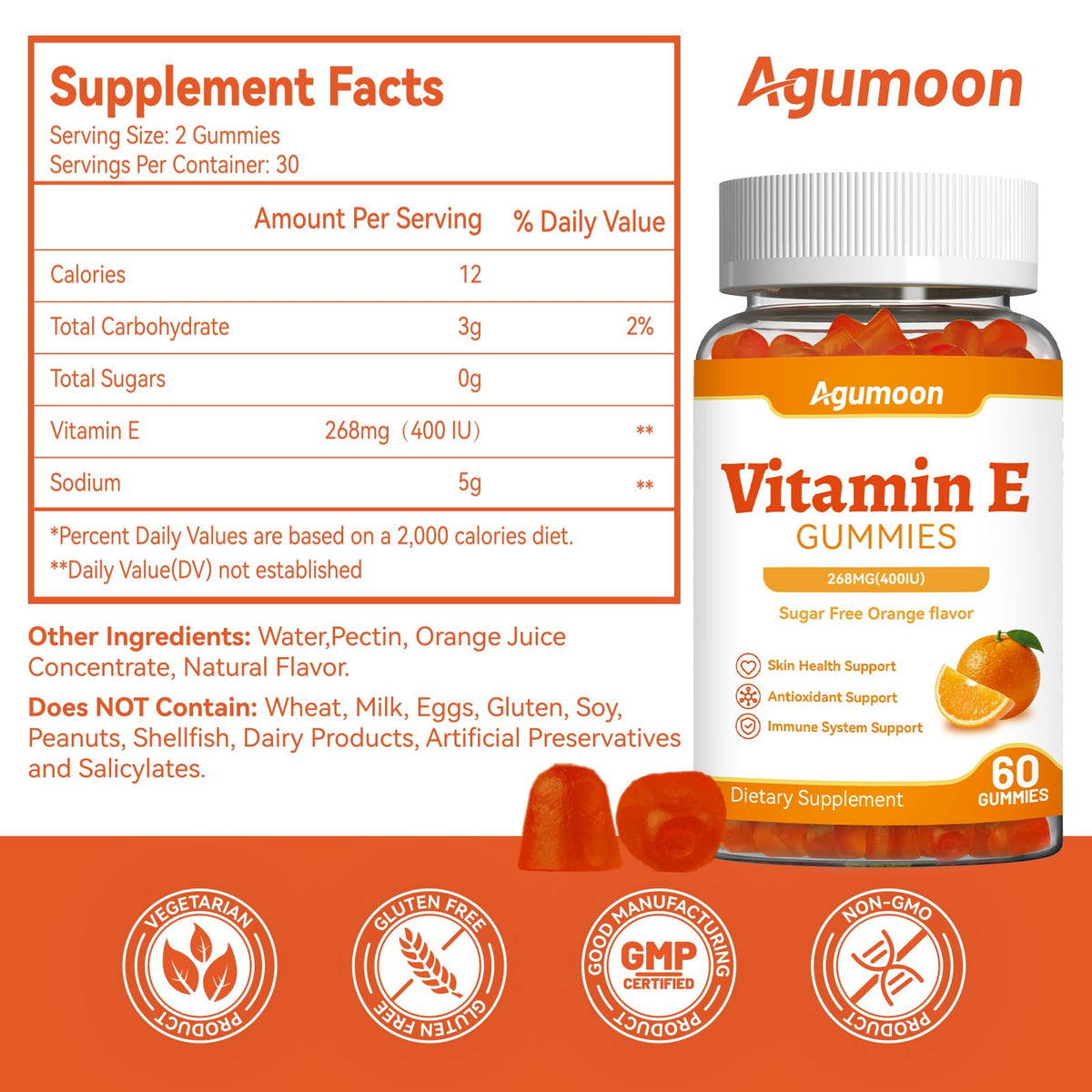 Gummies de vitamine E Agumoon, texture douce et moelleuse