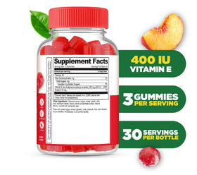 Gummies de vitamine E Lifeable, trois gummies sur fond blanc