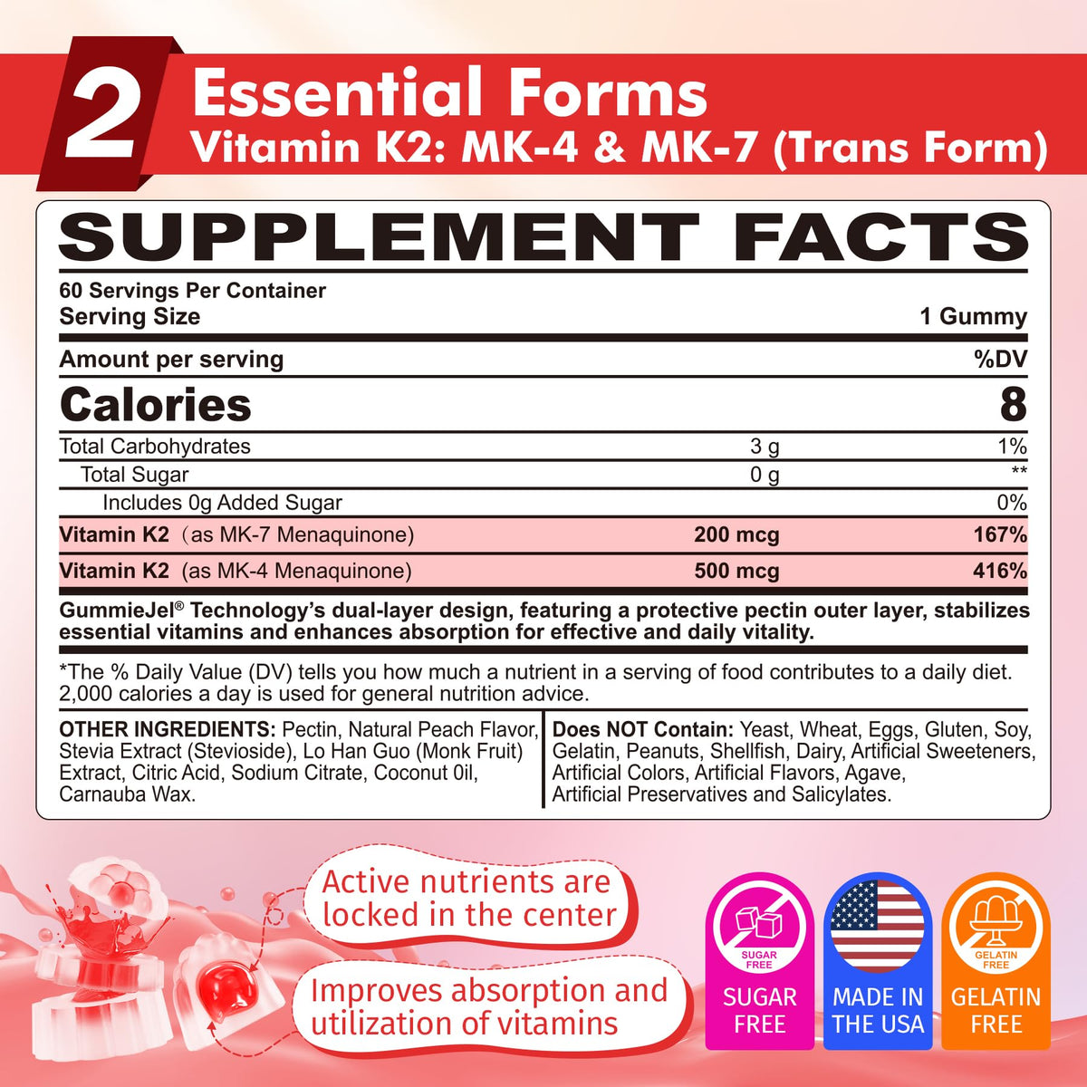 Gummies de vitamine K2 Nextdia avec packaging ouvert