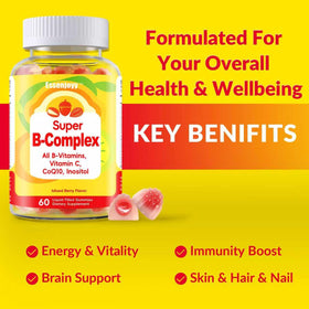 Gummies de vitamines B ESSENJOYY sur une table