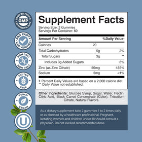 Gummies de Zinc Extra Fort Natures Craft - gummies dans une main