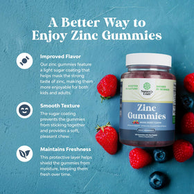 Gummies de Zinc Extra Fort Natures Craft - vue arrière de l'emballage