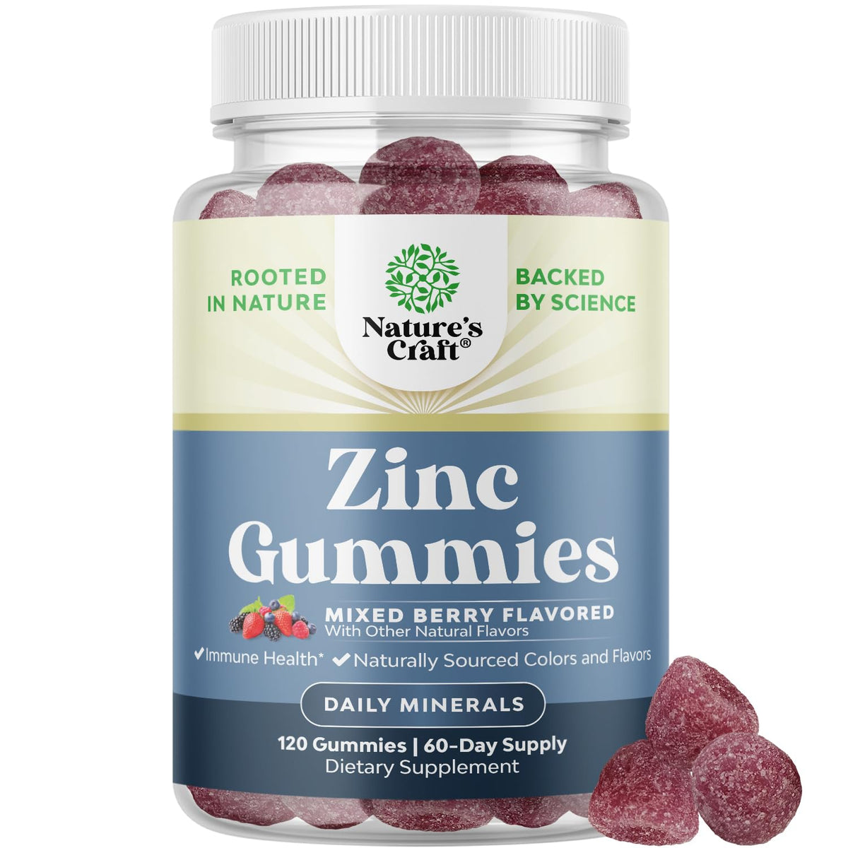 Gummies de Zinc Extra Fort Natures Craft - vue avant du produit