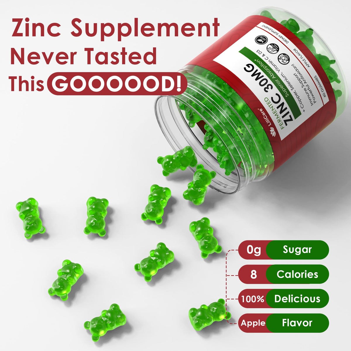 Gummies de Zinc Fermenté LILICARE avec une cuillère