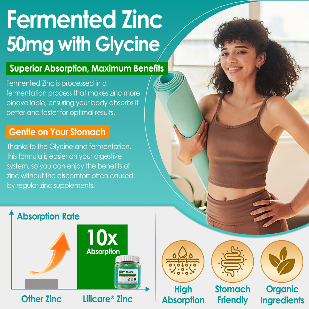 Gummies de zinc LILICARE montrant la texture et la couleur