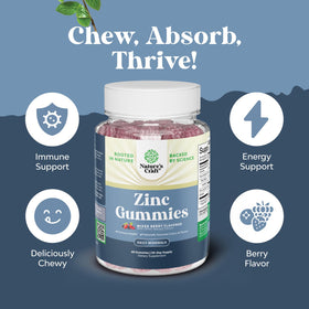 Gummies de Zinc Natures Craft 50mg, prise en main, texture des gummies