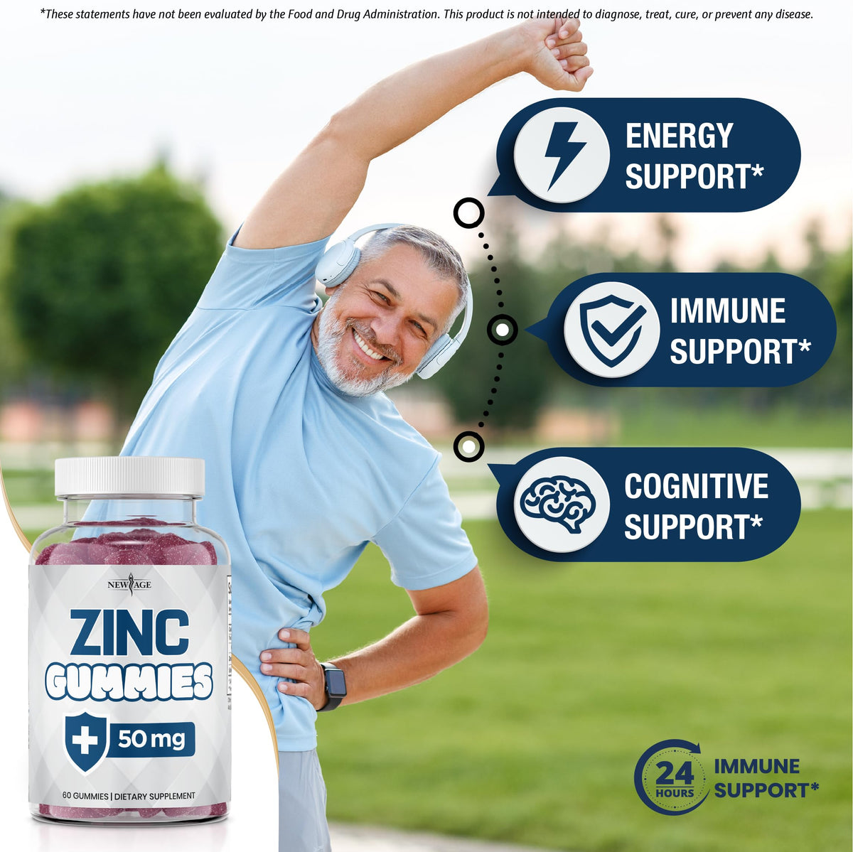 Gummies de Zinc NEW AGE, gummies présentés sur une table