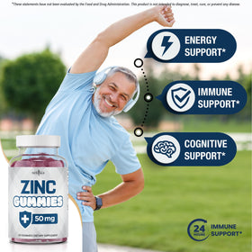 Gummies de Zinc NEW AGE, gummies présentés sur une table