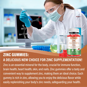 Gummies de Zinc Riyuetian 50mg, affichage des ingrédients sur l'étiquette
