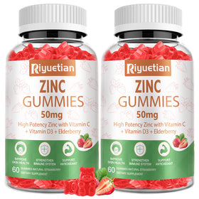 Gummies de Zinc Riyuetian 50mg avec Vitamine C, D3 et Sureau, emballage avant