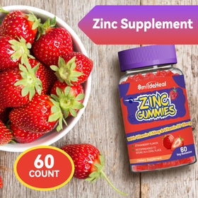 Gummies de Zinc SmildeHeal montrant la texture et la couleur