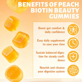 Gummies DENLK à la pêche sur une table en bois