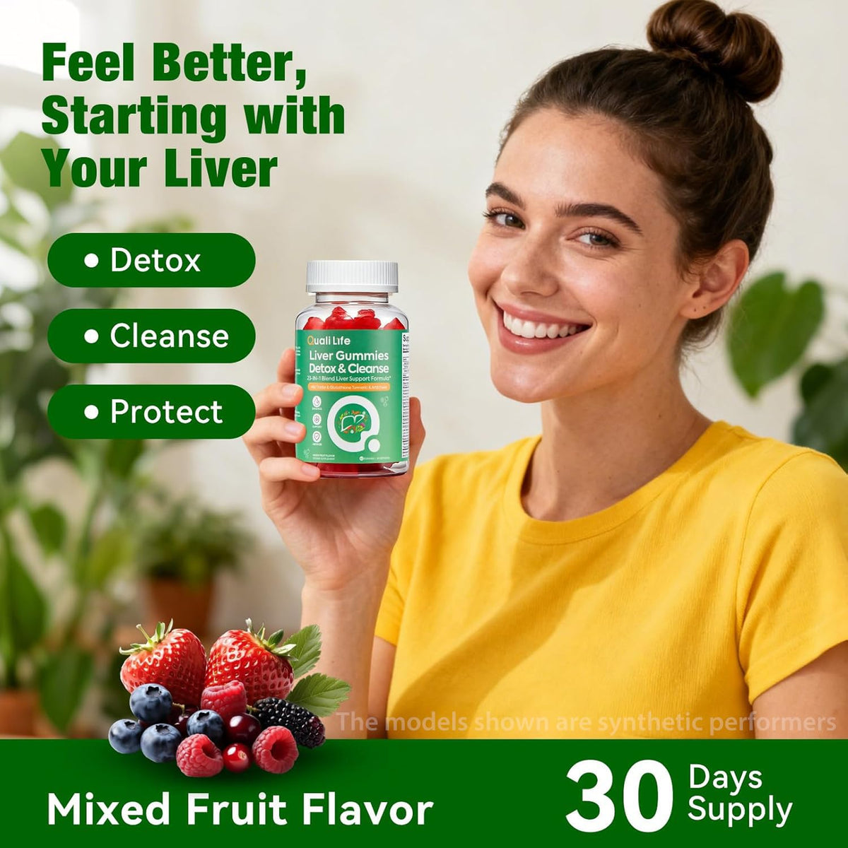 Gummies détox du foie QualiLife dans une main