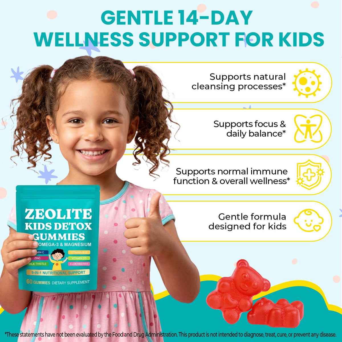 Gummies détox enfants YJDHRPBI 9-en-1 avec baies naturelles