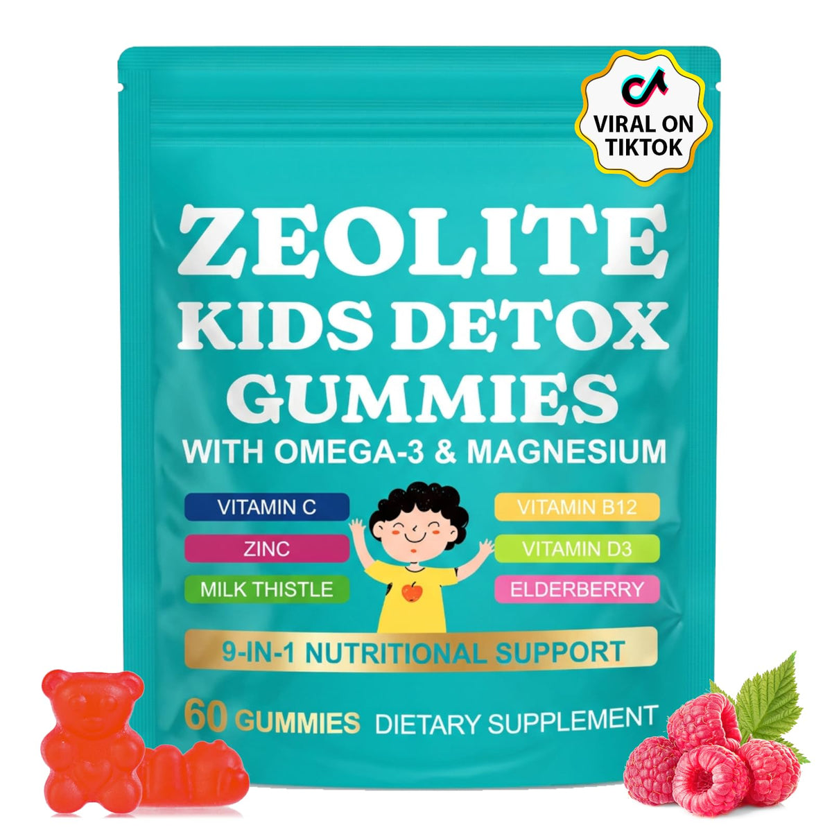 Gummies détox enfants YJDHRPBI 9-en-1 emballage avant