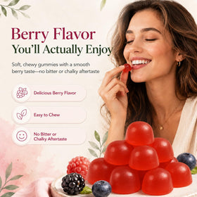 Gummies DGL ELAVA, gummies au goût de baie sur une assiette