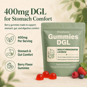 Gummies DGL ELAVA, vue de face avec étiquette et couleur baie