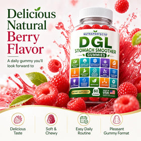 Gummies DGL Stomach Smoother NutraPerfecto avec une cuillère