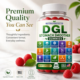 Gummies DGL Stomach Smoother NutraPerfecto sur fond blanc