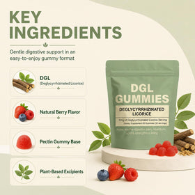 Gummies DGL WDVNEX avec une main tenant un gummy