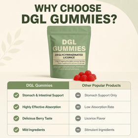 Gummies DGL WDVNEX présentés sur une table en bois