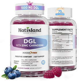 Gummies DGL & Zinc Carnosine de NATISLAND, boîte de 60 unités