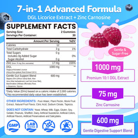 Gummies DGL & Zinc Carnosine de NATISLAND, ingrédients principaux