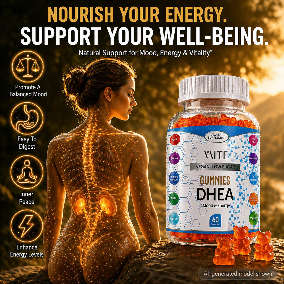Gummies DHEA 50mg de VAITE vue de côté