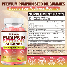 Gummies DIAOLAI à l'huile de pépin de citrouille, vue rapprochée des gummies