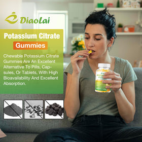 Gummies DIAOLAI Citrate de Potassium avec fruits en arrière-plan