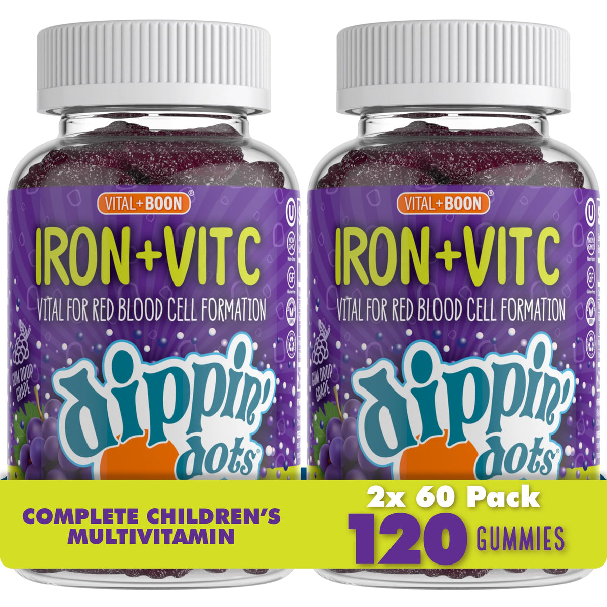 Gummies Dippin' Dots au fer et vitamine C, vue de face
