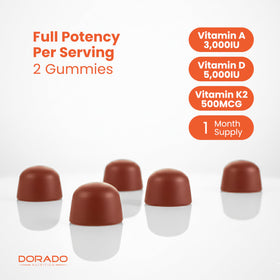 Gummies DORADO NUTRITION avec une vue rapprochée des gummies
