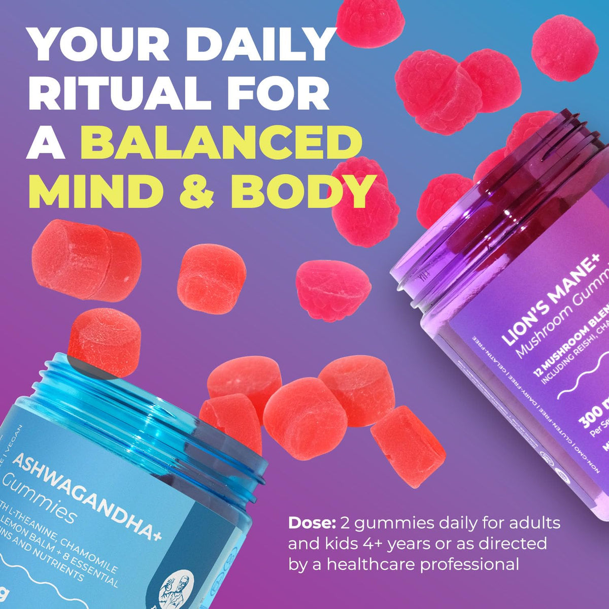 Gummies DR. MORITZ avec des fruits frais en arrière-plan