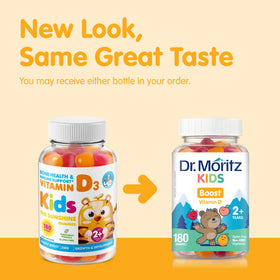 Gummies DR. MORITZ avec des fruits frais en arrière-plan