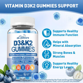 Gummies DR. MUSCLE'S avec étiquette et informations nutritionnelles