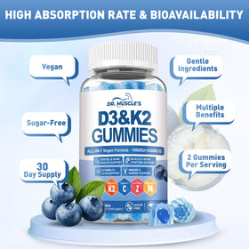 Gummies DR. MUSCLE'S sur une table en bois