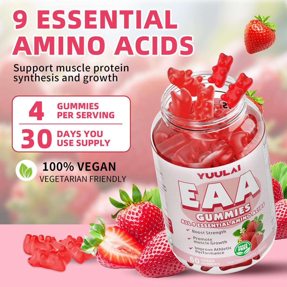 Gummies EAA YUULAI avec un verre d'eau