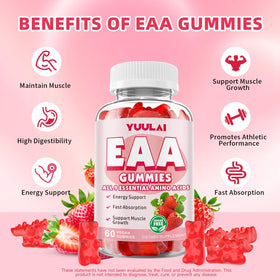 Gummies EAA YUULAI sur une table, mise en scène