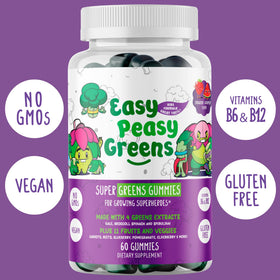 Gummies EasyPeasyGreens ouvertes avec une portion visible